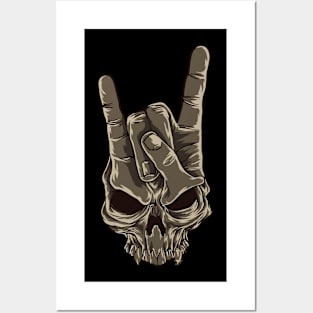 Metal Hand Gesture Sign Skull Posters and Art